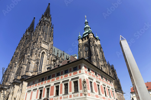 Gothic St. Vitus' Cathedral on Prague Castle in the sunny Day, Czech Republic