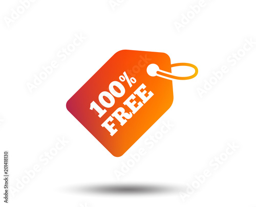 Free tag icon. Freebies banner symbol. Shopping special offer sign. Blurred gradient design element. Vivid graphic flat icon. Vector