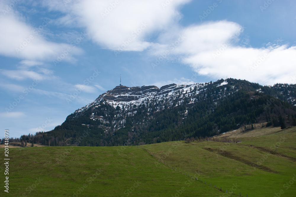 Naklejka premium Panoramic view of mountain Rigi peak in Switzerland.