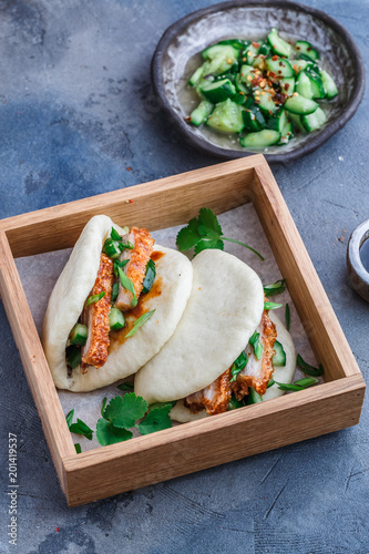Bao bun with pork belly, steamed sandwich, gua bao photo