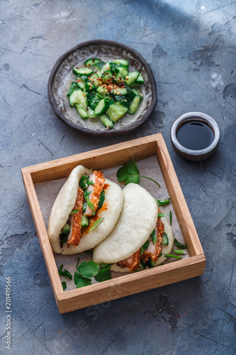 Bao bun with pork belly, steamed sandwich, gua bao photo