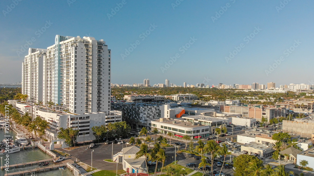 Aerial view of Venetian Way and Miami Beach, Florida