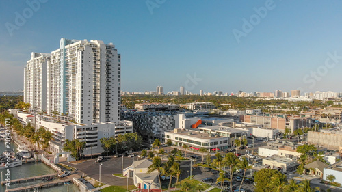 Aerial view of Venetian Way and Miami Beach  Florida