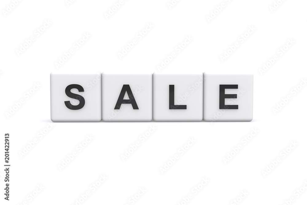Sale with white color block, 3d illustration Sale with white color block, 3d illustration