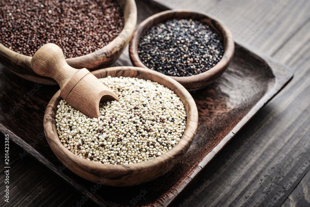 Different kinds of Raw quinoa seeds Different kinds of Raw quinoa seeds