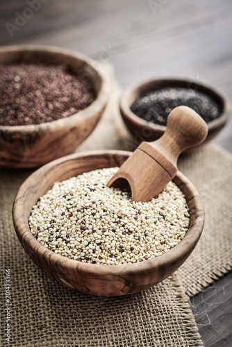Different kinds of Raw quinoa seeds