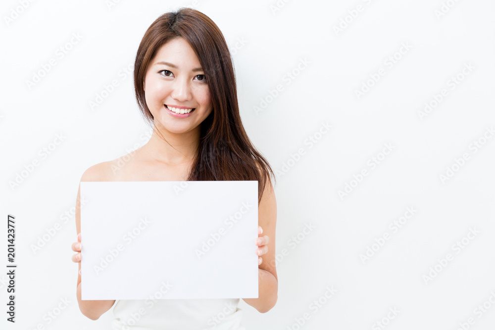attractive asian woman holding blank whiteboard attractive asian woman holding blank whiteboard