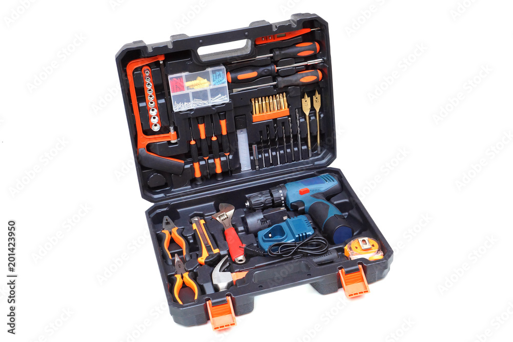 Tool box set for mechanic isolated on white Tool box set for mechanic isolated on white