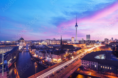 Berlin Skyline near Alexanderplatz. Transition