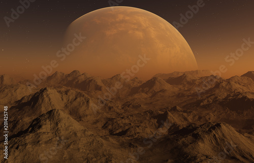 Fototapeta Naklejka Na Ścianę i Meble -  3d rendered Space Art: Alien Planet - A Fantasy Landscape