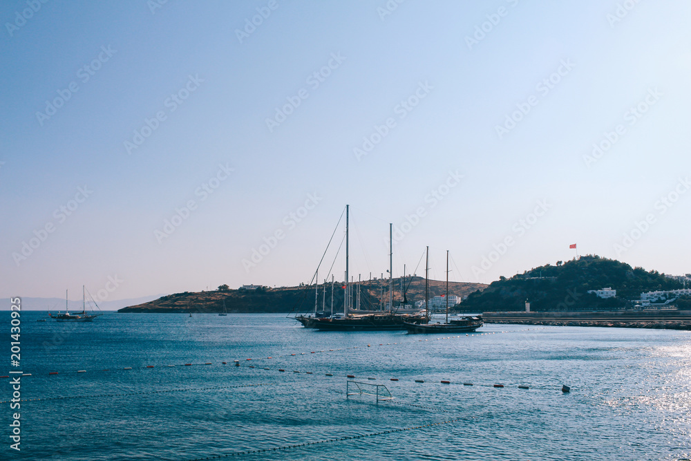 Marina harbor at Aegean sea in Bodrum, Turkey Marina harbor at Aegean sea in Bodrum, Turkey