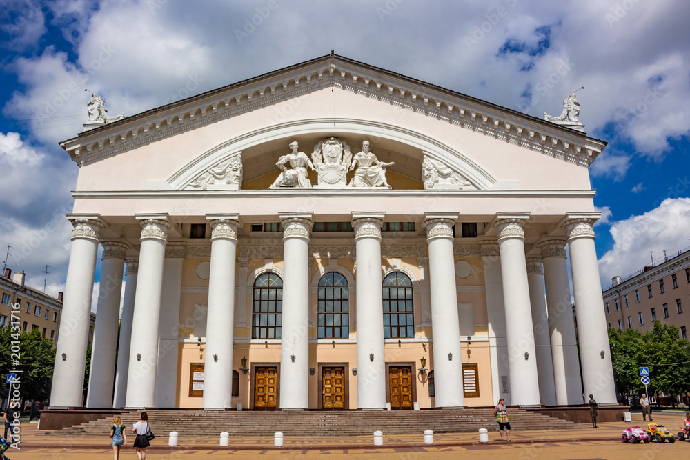 KALUGA, RUSSIA - AUGUST 2017: Teatralnaya Square and the Kaluga Drama Theater
