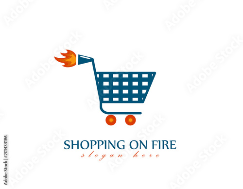 Shopping cart logo design vector 