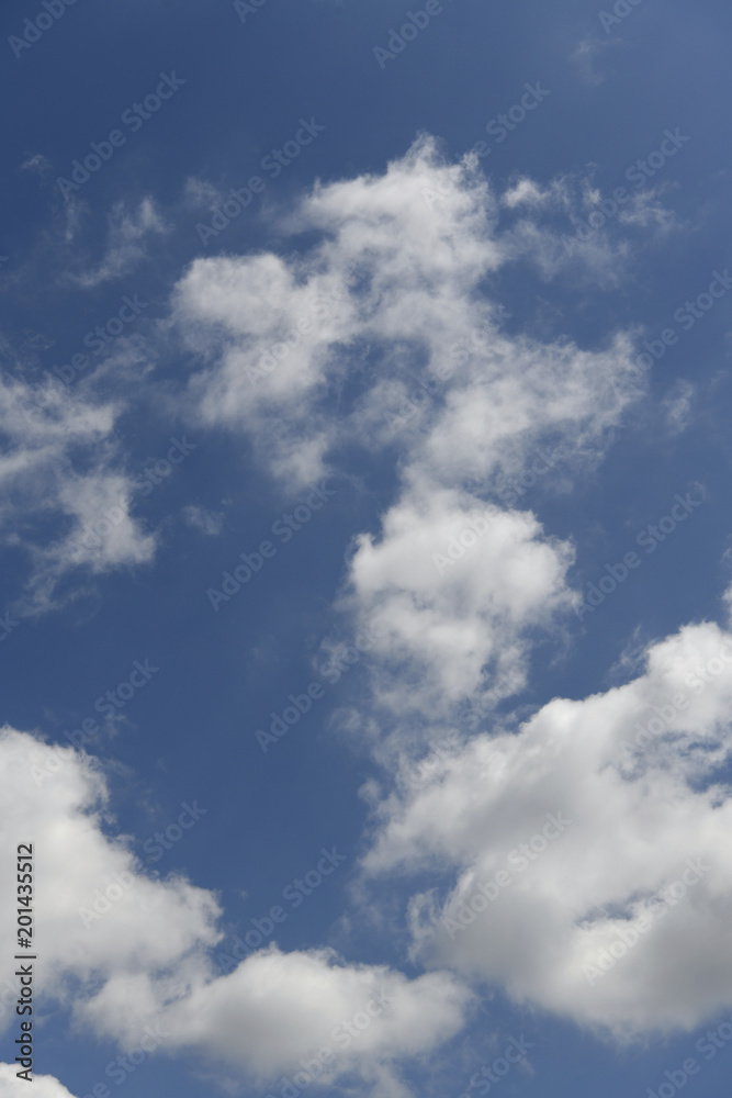 Fototapeta premium 青空と雲「空想・雲のモンスター」積み重なる,伸びあがる,重なる,幾つもの顔などのイメージ