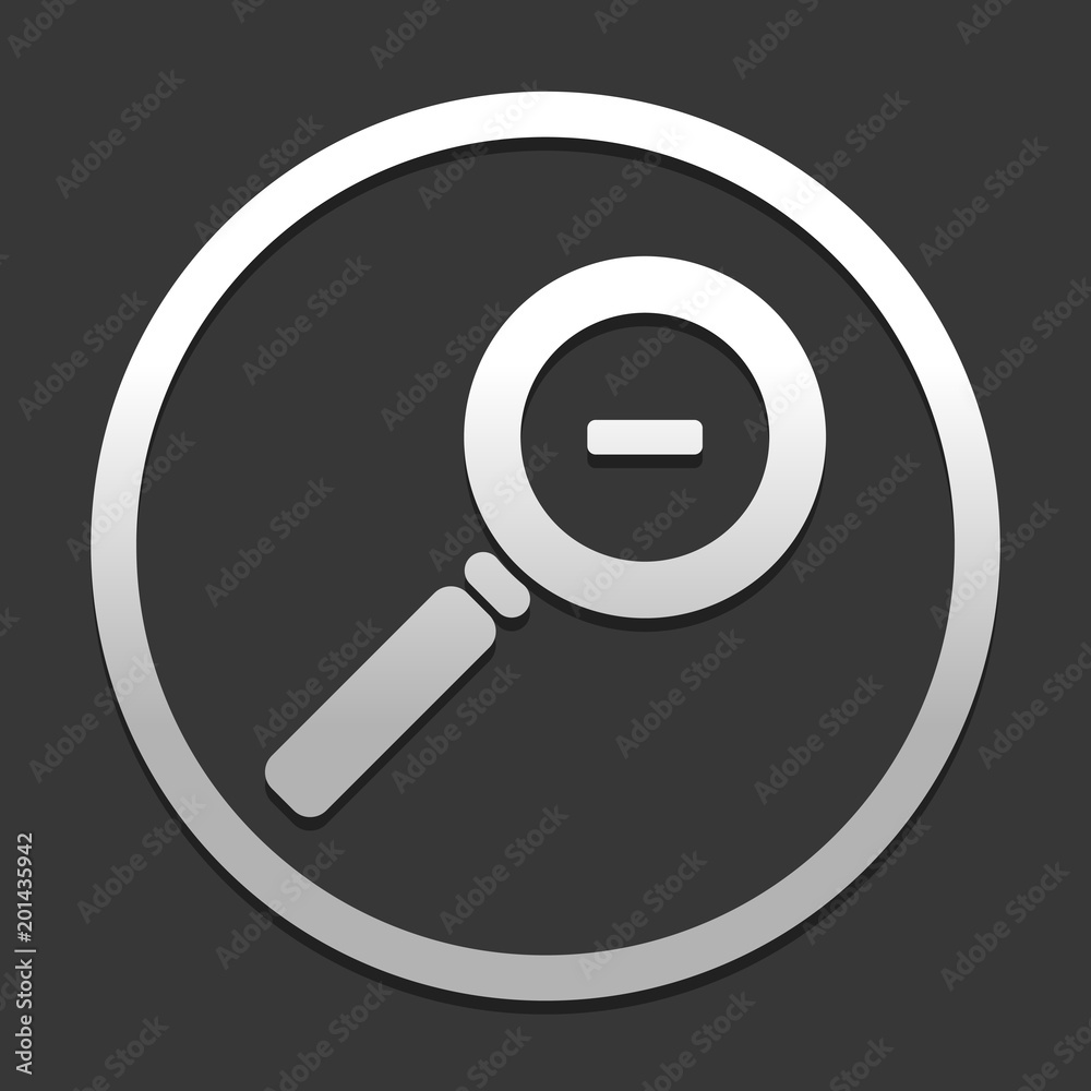 Zoom out icon. icon in circle on dark background with simple shadow Zoom out icon. icon in circle on dark background with simple shadow