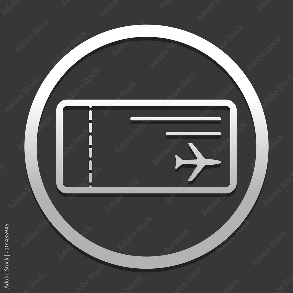 airplane ticket icon. icon in circle on dark background with simple shadow airplane ticket icon. icon in circle on dark background with simple shadow