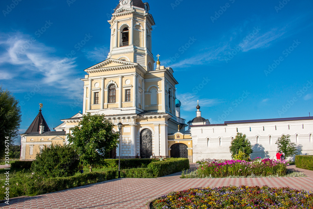 SERPUHOV, RUSSIA - AUGUST 2017: Vysotsky monastery (Vysotskiy monastyr). Orthodox monastery in Serpukhov
