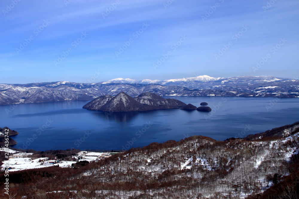 Landscape taken from Hokkaido, lake Toya, and its surroundings from the top of the mountain