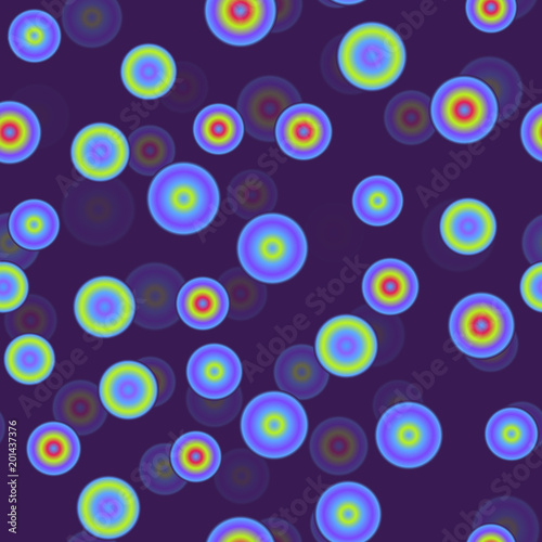 Sparkling circles 3d seamless pattern. Three dimensional depth series.