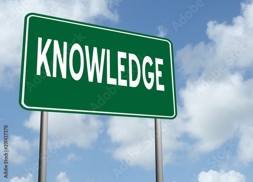 Knowledge highway sign on sky background