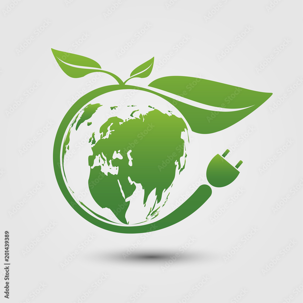 Earth symbol with green leaves around.Ecology.Green cities help the world with eco-friendly concept ideas Earth symbol with green leaves around.Ecology.Green cities help the world with eco-friendly concept ideas
