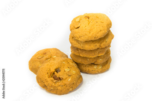 Cookies made from alginate Tierra placed large stacked pieces. Put on white background