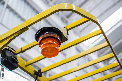 Emergency warning light, attached to a forklift truck.