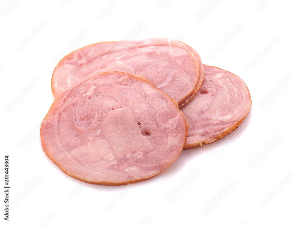 smoked ham on white background.