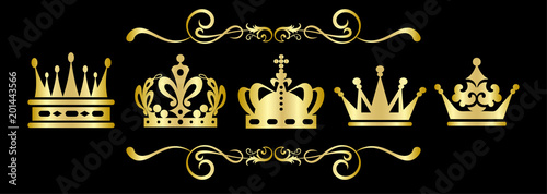 Gold Crown on black background