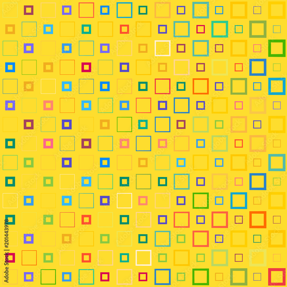 Abstract background with colorful squares and wavy thickness gradient
