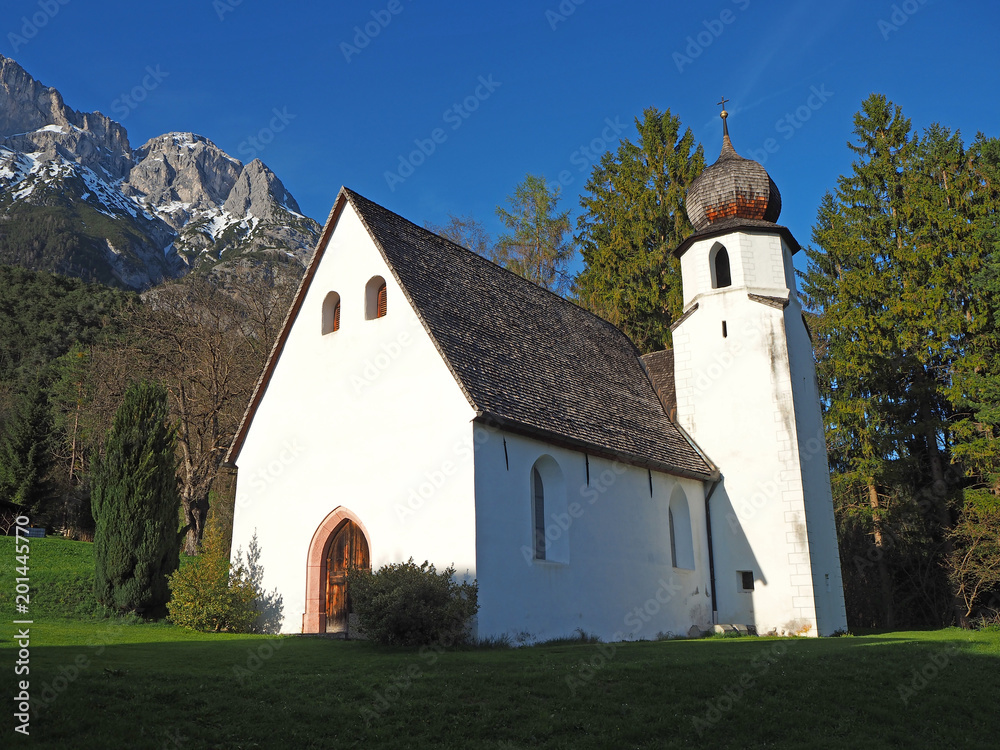 Traditional Austrian church in mountain environment