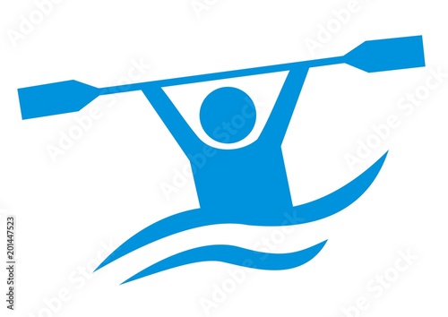 Water sports, blue vector icon, canoeing