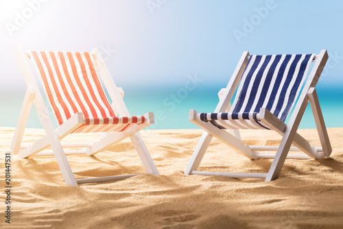 Close-up Of Two Deck Chairs