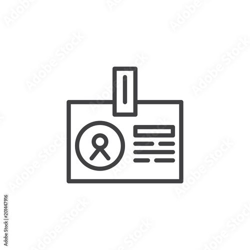 Badge outline icon. linear style sign for mobile concept and web design. Business id card simple line vector icon. Symbol, logo illustration. Pixel perfect vector graphics