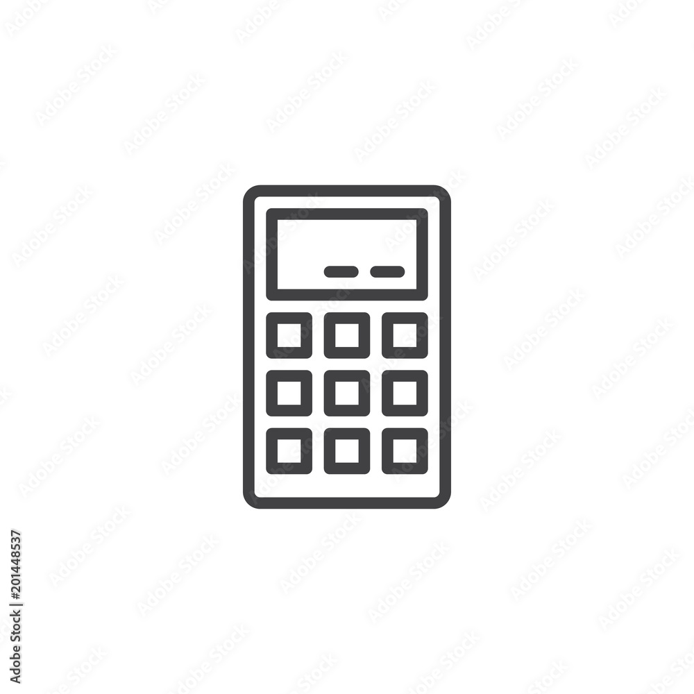 Calculator outline icon. linear style sign for mobile concept and web design. simple line vector icon. Symbol, logo illustration. Pixel perfect vector graphics Calculator outline icon. linear style sign for mobile concept and web design. simple line vector icon. Symbol, logo illustration. Pixel perfect vector graphics