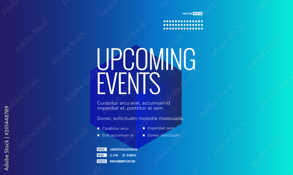 Upcoming Events Poster with Text Template and Venue Time Date Details ...