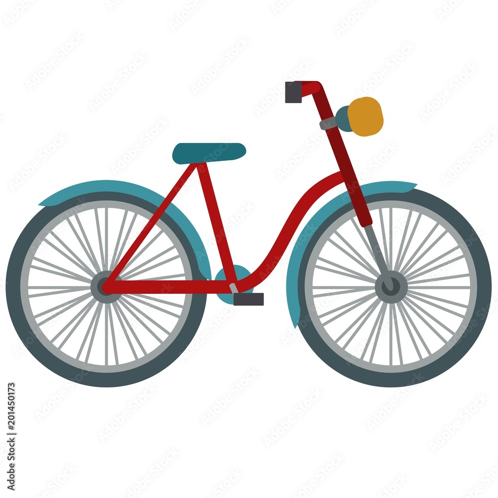 Obraz premium Red retro walking bike illustration on white background