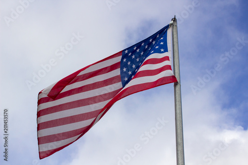 The star spangled banner, the national flag of the USA flying in thew Irish town of Blarney.  