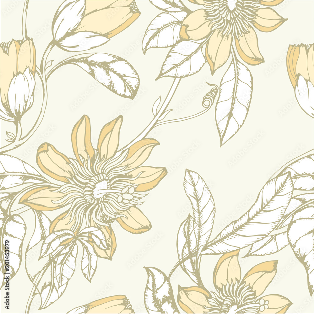 Abstract elegance pattern with floral background.