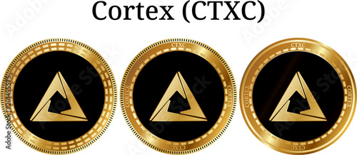 Set of physical golden coin Cortex (CTXC)