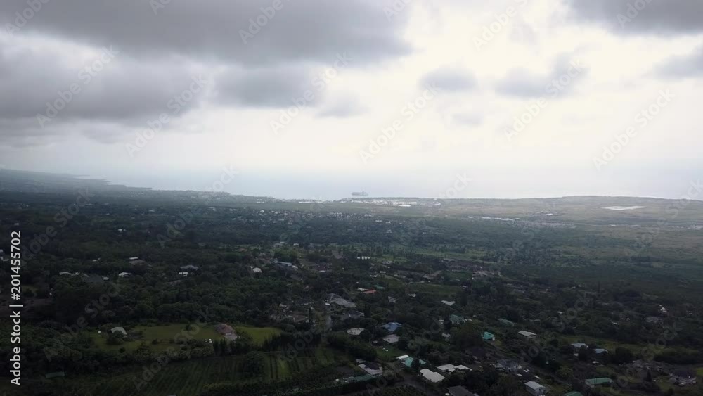 Aerial view waterfront of Kailua-Kona during cloudy weather, Big Island of Hawaii, USA Aerial view waterfront of Kailua-Kona during cloudy weather, Big Island of Hawaii, USA