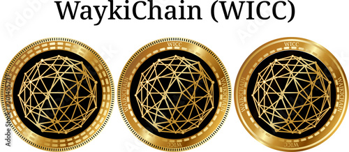 Set of physical golden coin WaykiChain (WICC)