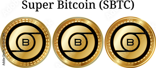 Set of physical golden coin Super Bitcoin (SBTC)