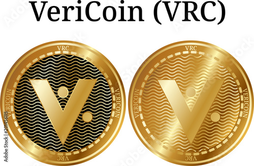 Set of physical golden coin VeriCoin (VRC) photo