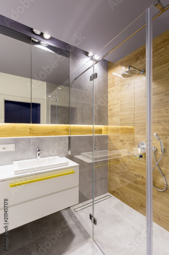Bathroom with glass shower cabin