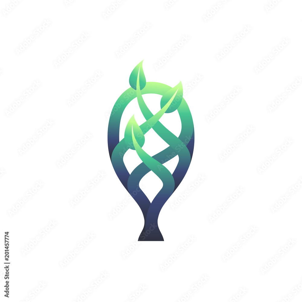 Vector gradient tree with leaves symbol, ecology and environment concept. Vector gradient tree with leaves symbol, ecology and environment concept.