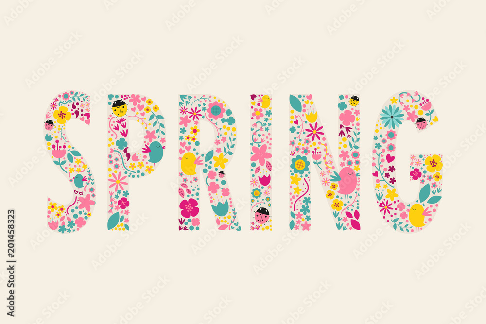 Spring letter decorating with floral design. Spring letter decorating with floral design.
