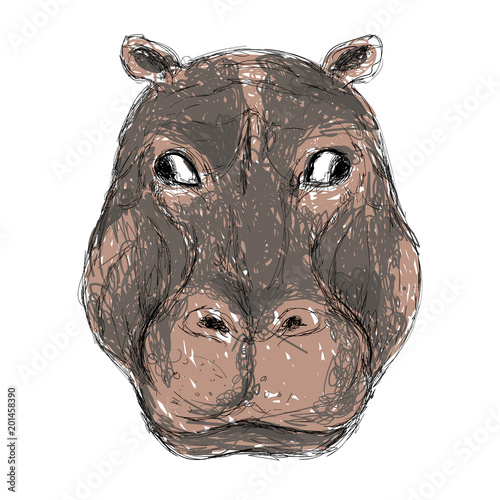 Hand-drawing animal head vector logo icon illustration
