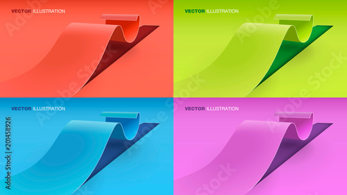3d wavy strip cut from the floor. Vector background set. Use this, for example, as the background for the landing page.