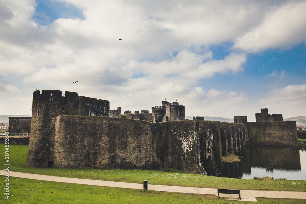 Caerphilly castle Wales 